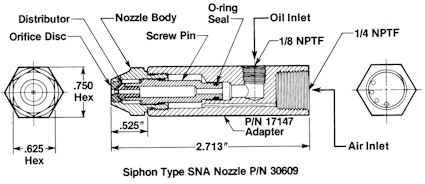 Delavan 30609-3 0.30 GPH Waste Oil Nozzle With EN17147 Brass Adapter Siphon 